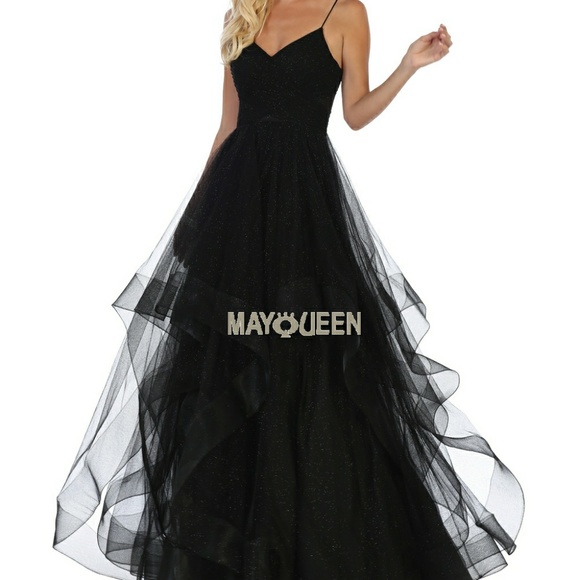 GOLD BURGUNDY BLACK EVENING BALL GOWN - Picture 7 of 8